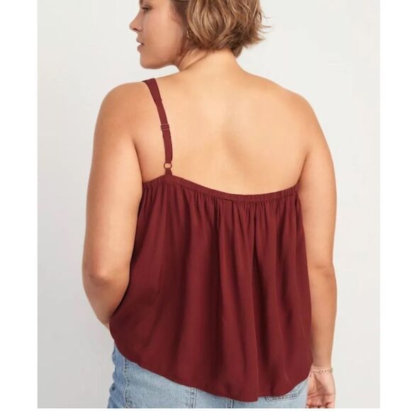 Old Navy Womens Size XXL ~ Burgundy Soft Woven One Shoulder - Picture 4 of 9